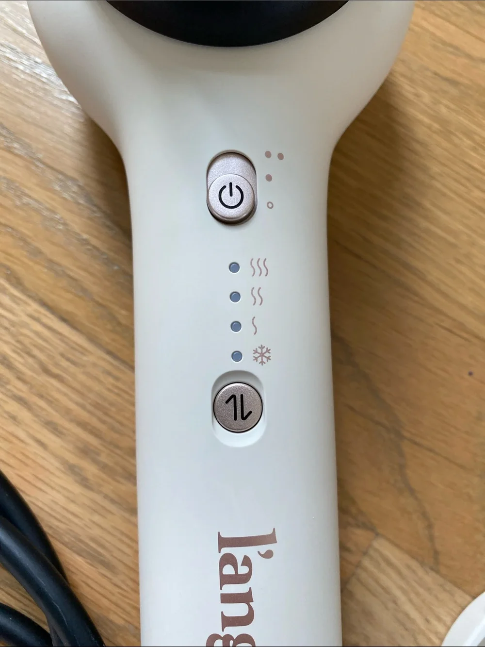 Lange Compact White and Rose Gold Hair Dryer Styler With Magnetic Wall Mount